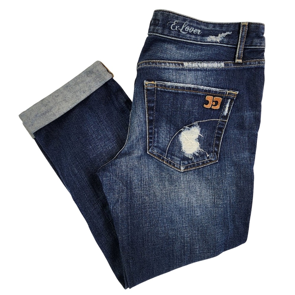 Joe's Blue Distressed Cropped Ex-Lover Jeans Womens 28‎ Gemma Wash Relaxed Denim